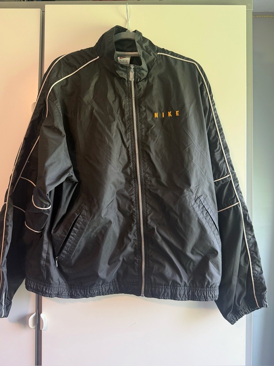 Nike Other - Nike Black Windbreaker Jacket with White Piping and Yellow Logo